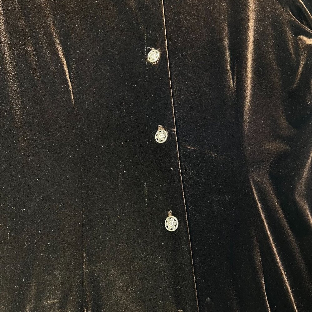 Vtg Misty Lane Brown Velvet Maxi Dress Goth Buttons Long Sleeves Sz 12 Darts USA - Picture 11 of 15